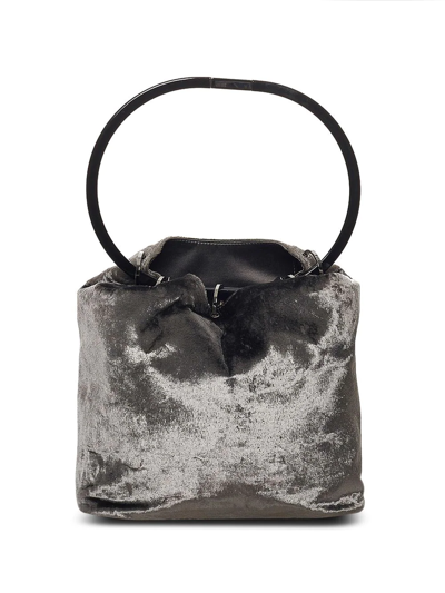 Pre-owned Gucci Velour Top-handle Bucket Bag In Black