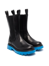 Gallucci Black Boots For Girl With Pink Chunky Sole In Black