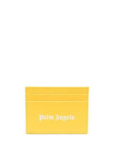 Palm Angels Gothic Logo-print Cardholder In Yellow