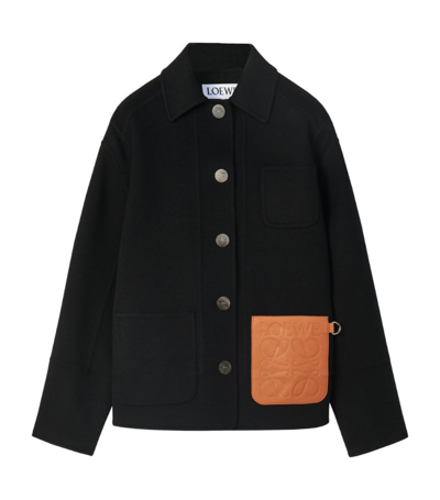 Loewe Anagram Logo-patch Wool And Cashmere-blend Jacket In Black