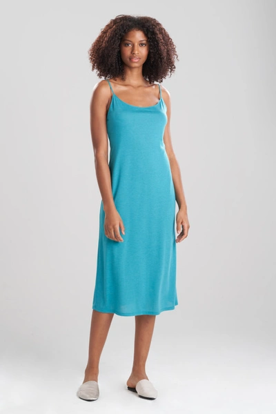 Natori Shangri-la Lightweight Ultra-soft Tank Top Dress Nightgown Pajamas In Vivid Teal