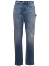 Washington Dee Cee Blue Farmer Jeans In Denim With Pockets And Ripped And Stained Effect Wsashington Dee Cee Woman In Light Blue