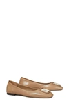 Tory Burch Georgia Square Toe Ballet Flat In Almond Flour