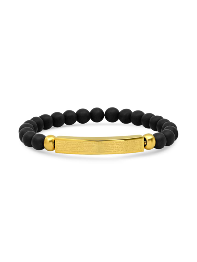 Anthony Jacobs Men's 18k Goldplated Stainless Steel & Black Lava Beaded Bracelet