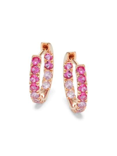 Effy Women's 14k Rose Gold & Pink Sapphire Huggie Earrings