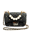 Badgley Mischka Women's Faux Pearl-embellished Quilted Crossbody Bag In Black