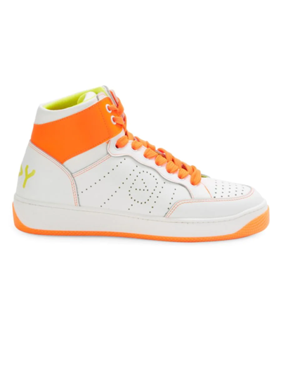 Off Play Women's Colorblock Leather High Top Sneakers In White Orange