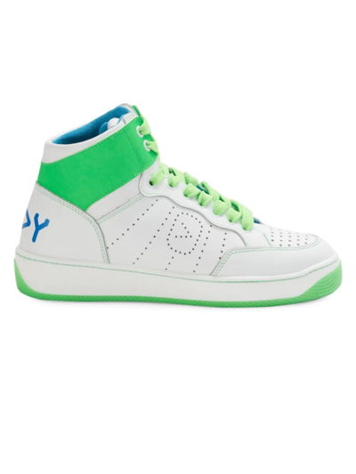 Off Play Women's Faux Leather High Top Sneakers In White Green