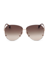Max Mara Malibu Semi-rimless Metal Aviator Sunglasses In Gold Brown
