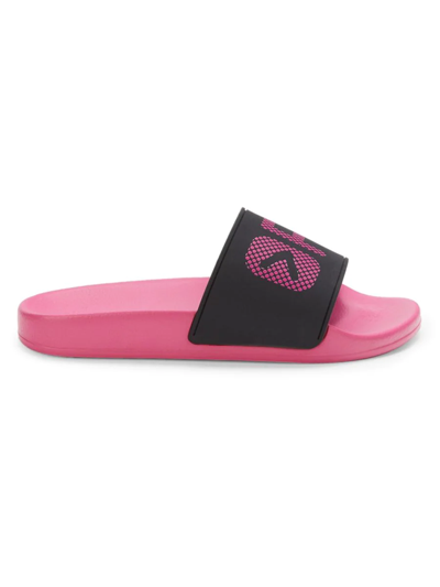 Off Play Women's Logo Slides In Black Pink