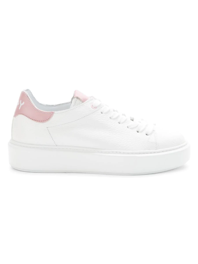 Off Play Women's Leather Sneakers In White Pink