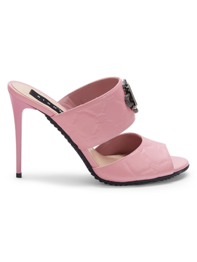 John Richmond Women's Logo Peep Toe Stiletto Sandals In Pink
