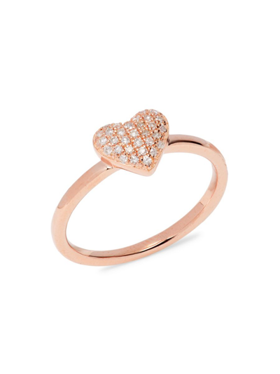 Effy Eny Women's 14k Rose Goldplated Sterling Silver & 0.11 Tcw Diamond Heart Ring