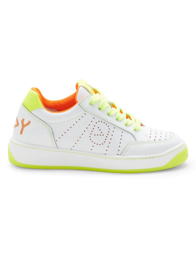 Off Play Women's Leather Low Top Sneakers In White Yellow