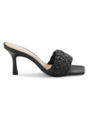 Saks Fifth Avenue Women's Braided Leather Heel Sandals In Black