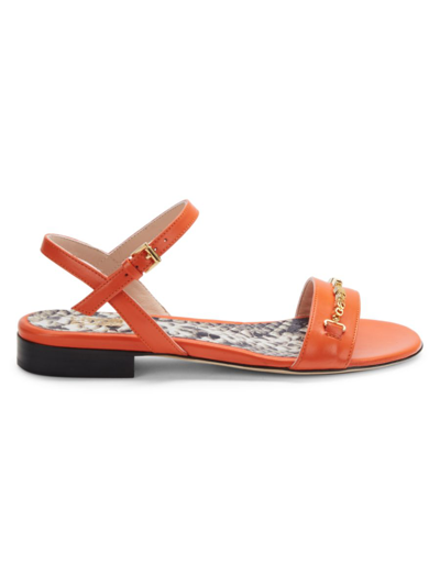 Cavalli Class Women's Leather Flat Sandals In Orange