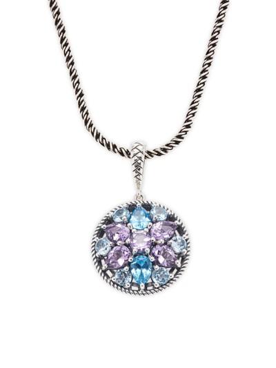 Effy Eny Women's Sterling Silver, Amethyst & Blue Topaz Pendant Necklace
