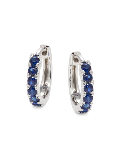 Effy Women's 14k White Gold & Sapphire Huggie Earrings