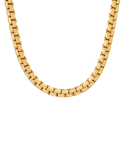 Anthony Jacobs Men's 18k Gold Plated Stainless Steel Flat Box Chain Necklace In Gold Tone