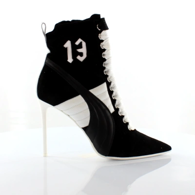 Pre-owned Puma Fenty By Rihanna 13 Black White Suede Womens High Heel Shoes 363706 01