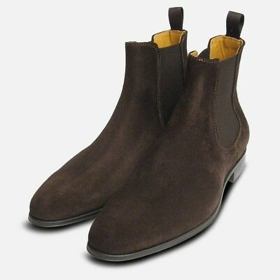 Pre-owned Arthur Knight Shoes Brown Suede Italian Chelsea Boots For Men