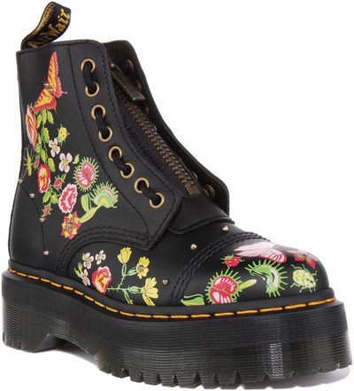 Pre-owned Dr. Martens Dr Martens Sinclair Floral Unisex Leather Platform Boots In Black Uk Size 3 - 8