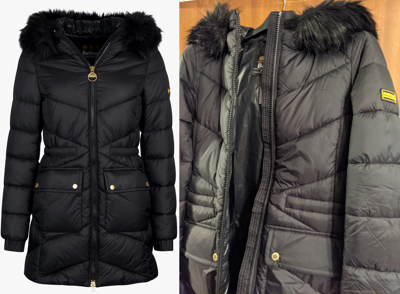 Pre-owned Barbour International Tampere Quilted Hooded Jacket(black)20"ptp(size 10)rrp£229