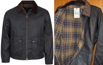 Pre-owned Barbour Dom Short Waxed Cotton Tartan Lined Jacket(navy)26"ptp 2xl(xxl) Rrp £179