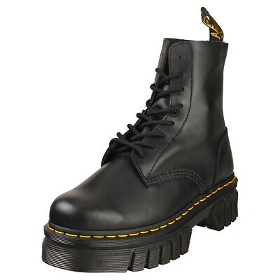 Pre-owned Dr. Martens Audrick 8-eye Womens Black Platform Boots - 7 Uk