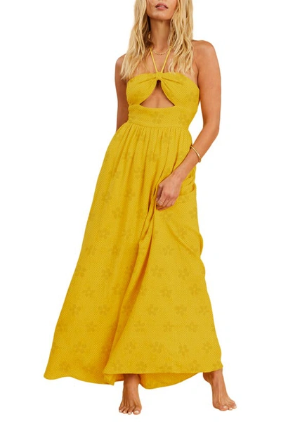 Billabong X The Salty Blonde Juniors' Sunset Glow Printed Cotton Halter  Maxi Dress In Yellow | ModeSens