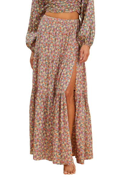 Billabong X Salty Blonde Free Love Maxi Skirt In Ditsy Floral Print - Part Of A Set-multi