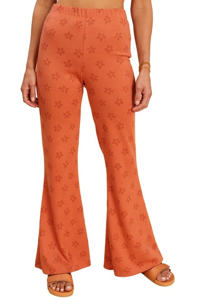 Billabong X The Salty Blonde Floral Jacquard High Waist Flare Pants In Sippin Coconuts
