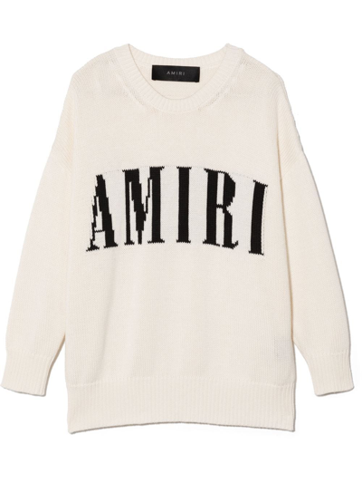 Amiri Logo Print Crew Neck Sweatshirt In Weiss