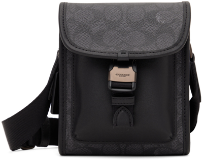 Coach Black Charter North/south Messenger Bag In Charcoal