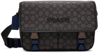 Coach Gray League Messenger Bag In Charcoal/black