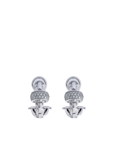 Fope 18kt White Gold Diamond Pavé Hoop Earrings In Silber
