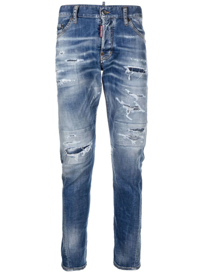 Dsquared2 Blue Ripped Slim-fit Jeans