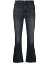 7 For All Mankind Raw-hem Cropped Jeans In Schwarz