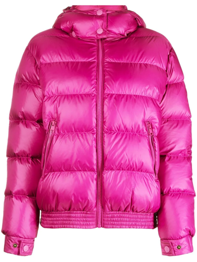 Twinset Duck-feather Hooded Puffer Jacket In Rosa