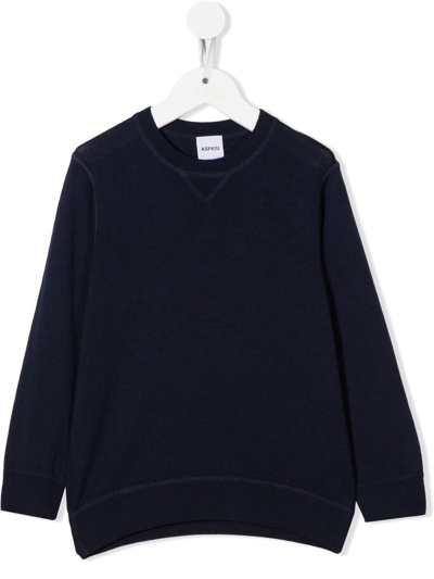 Aspesi Kids' Maglia Tricoverde Mimetico Sweatshirt In Blau