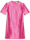 Gucci Gg-embroidered Monogram Shift Dress In Pink