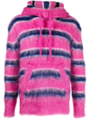 Marni Striped Intarsia-knit Hooded Sweater In Pink