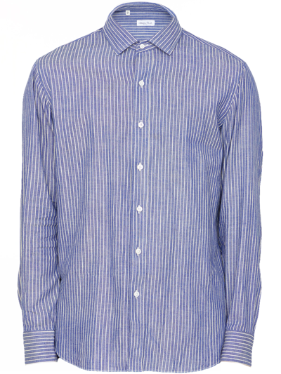 Salvatore Piccolo Striped Cotton Shirt In Light Blue
