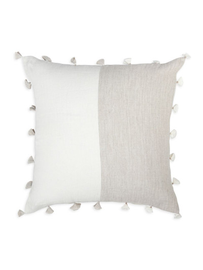 Anaya So Soft Linen Tassels Down Pillow In Beige