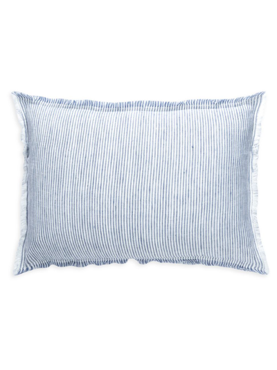 Anaya So Soft Linen Striped Pillow In Blue And White