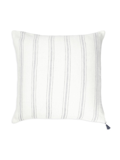 Anaya So Soft Striped Linen Pillow In White And Grey