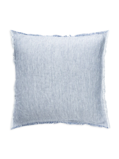 Anaya So Soft Linen Chambray Striped Down-alternative Pillow In Blue And White