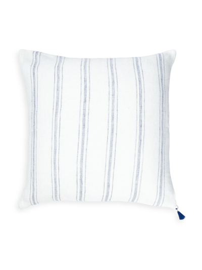 Anaya So Soft Striped Linen Pillow In White And Blue