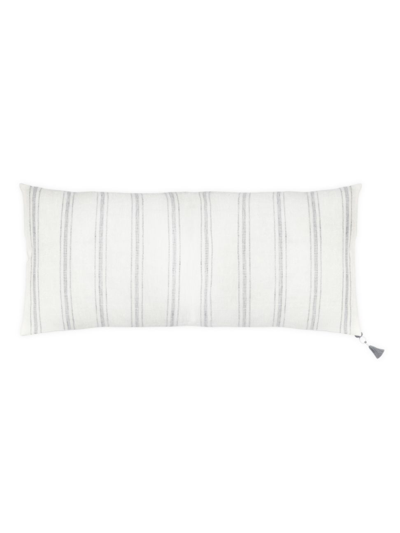 Anaya So Soft Striped Linen Pillow In White And Grey