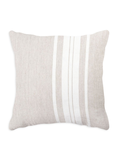 Anaya So Soft Linen Bold Striped Down Pillow In Beige And White